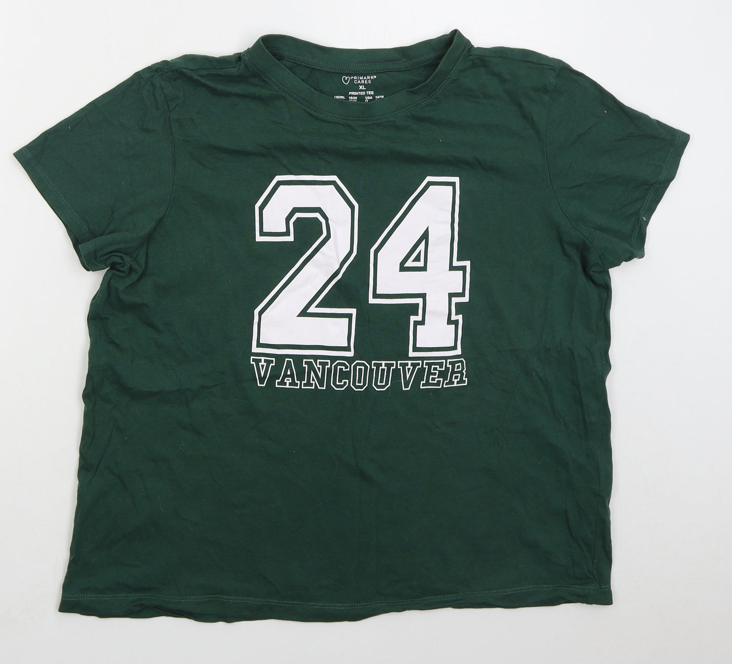 Primark Womens Green Cotton Basic T-Shirt Size 18 Crew Neck - 24 Vancouver