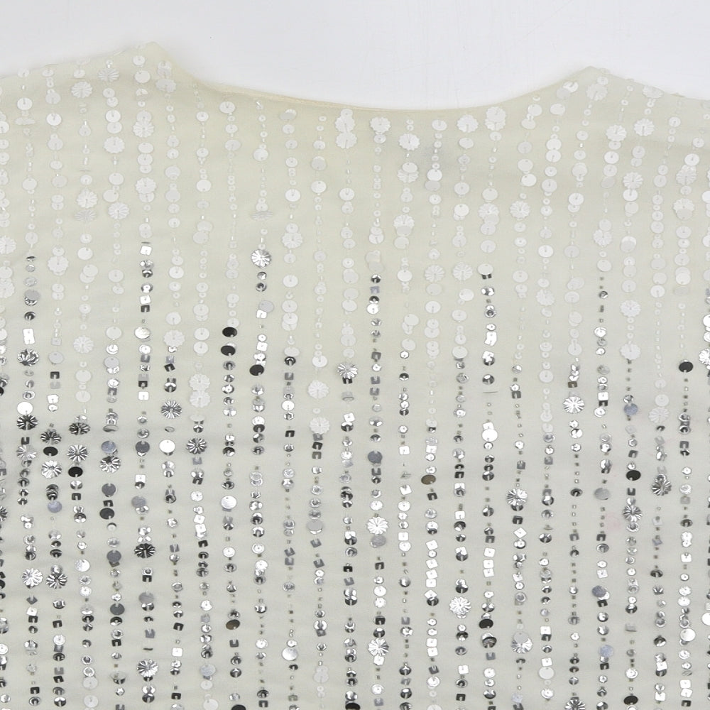 River Island Womens White Polyester Basic Blouse Size S Boat Neck