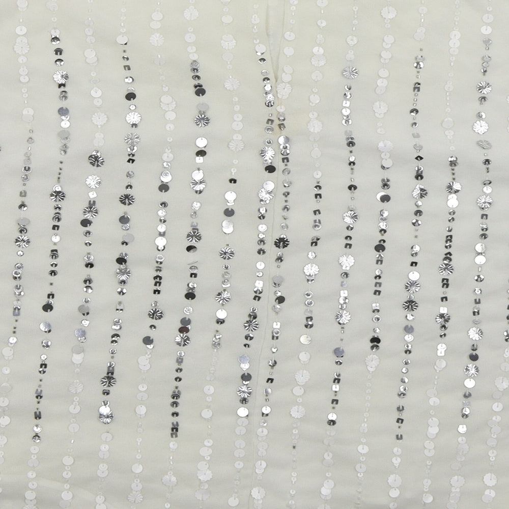 River Island Womens White Polyester Basic Blouse Size S Boat Neck