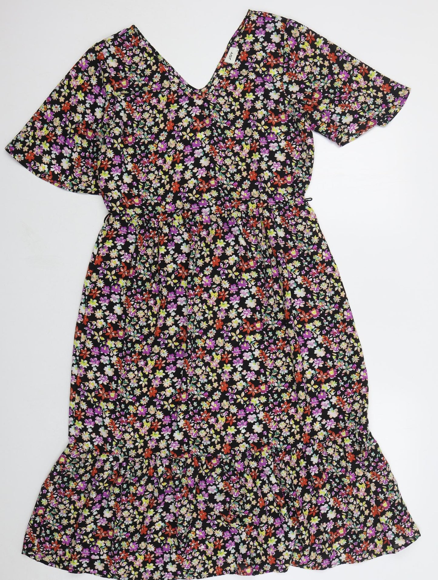 JDY Womens Multicoloured Floral Viscose A-Line Size 8 V-Neck Pullover