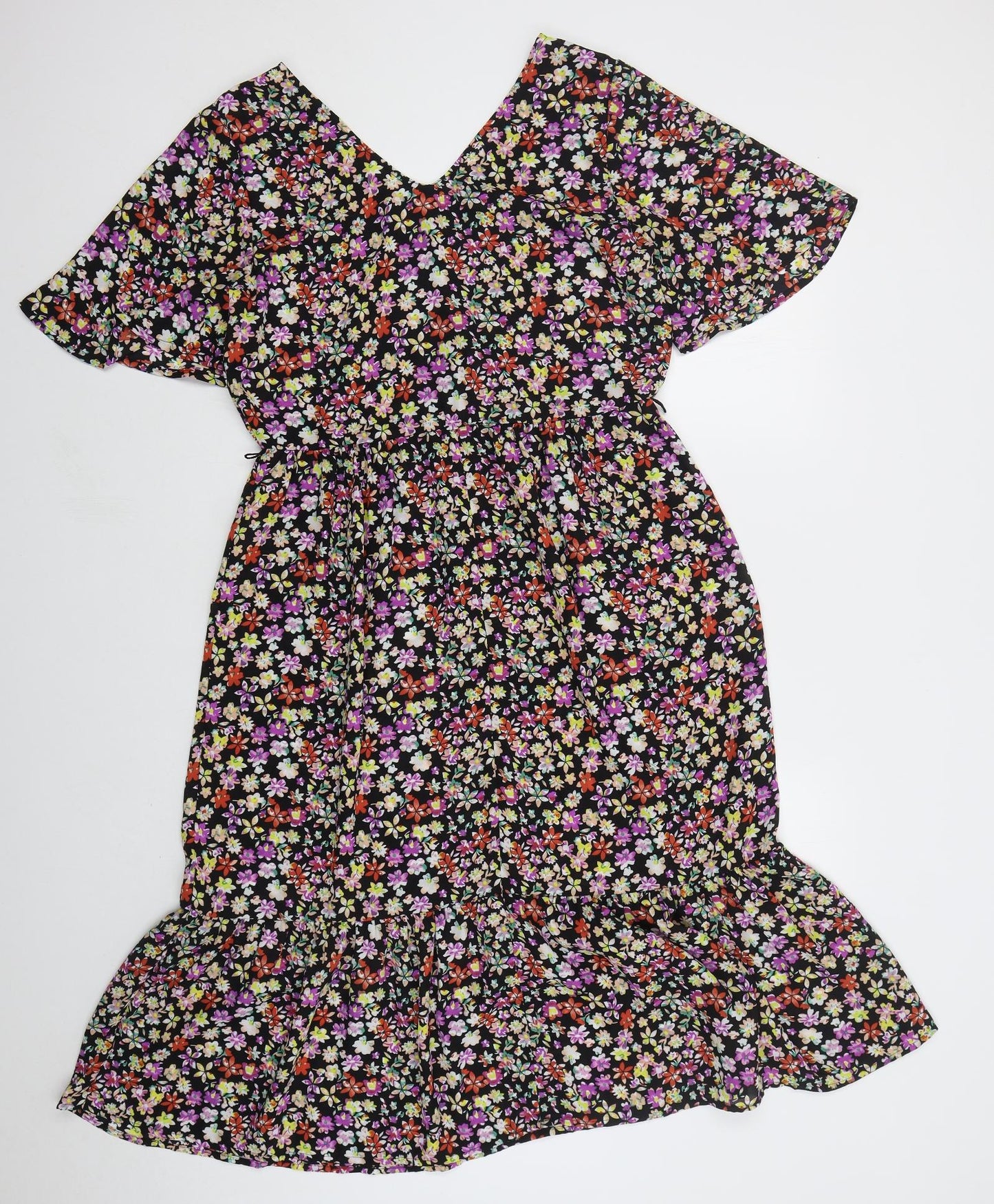 JDY Womens Multicoloured Floral Viscose A-Line Size 8 V-Neck Pullover