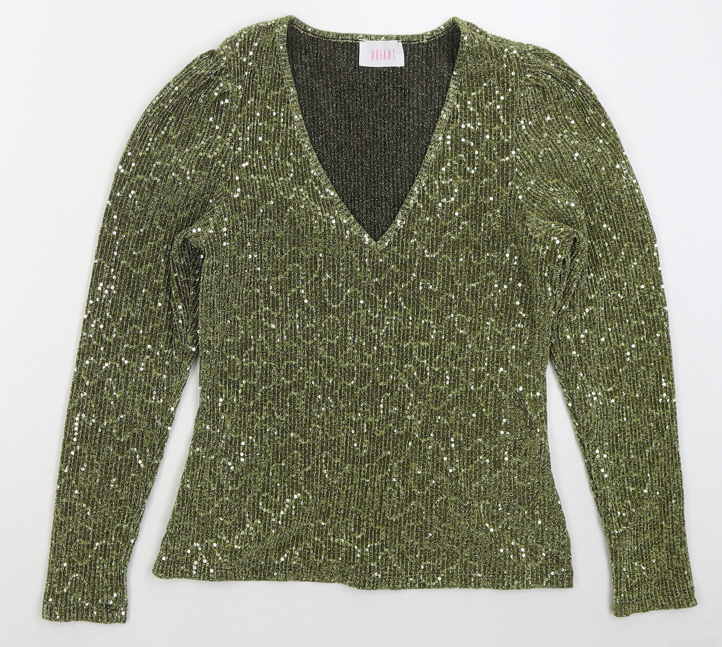 Savida Womens Gold Cotton Basic T-Shirt Size S V-Neck