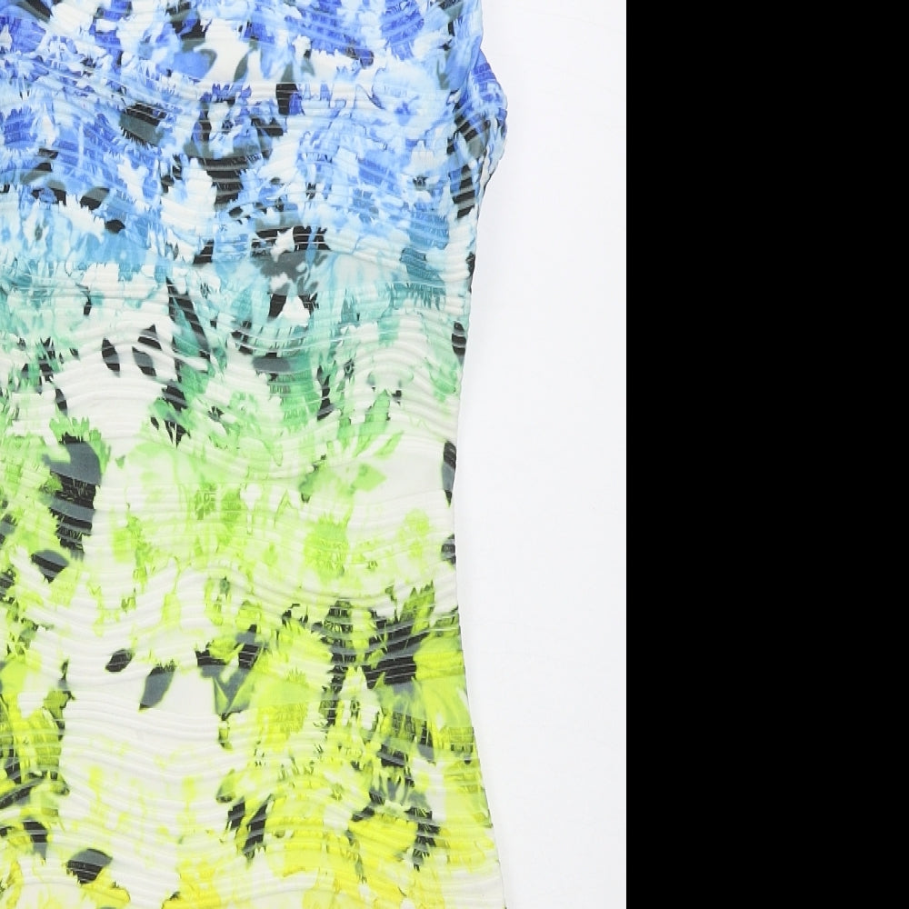 Lipsy Womens Multicoloured Floral Polyester Bodycon Size 8 Boat Neck Pullover