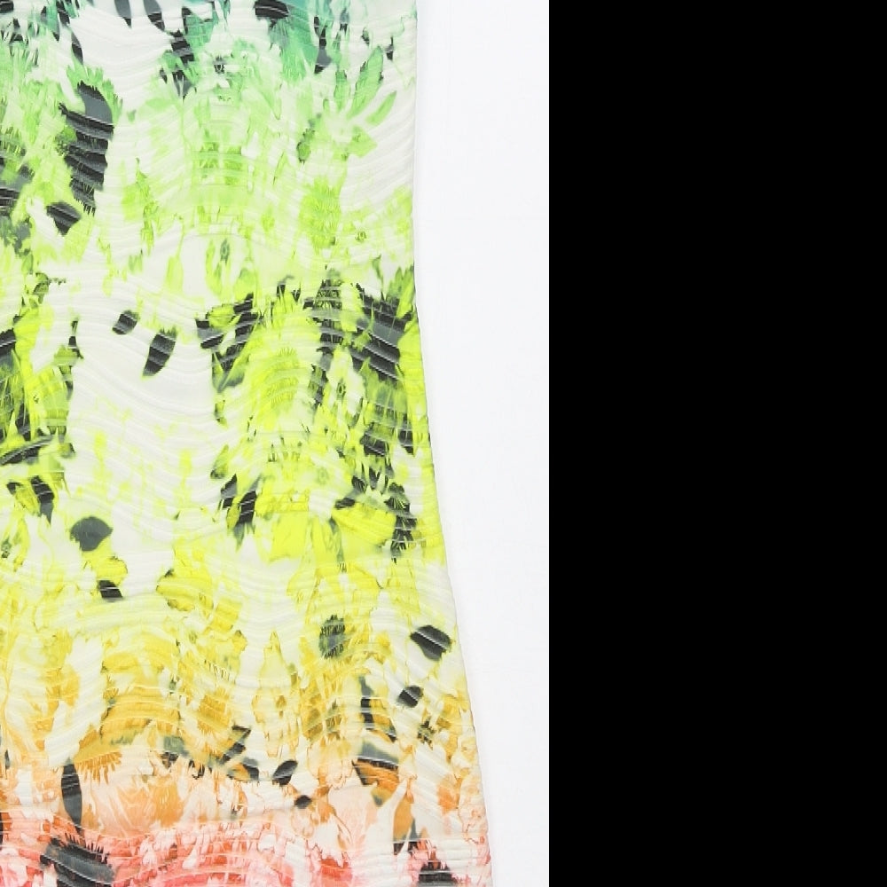 Lipsy Womens Multicoloured Floral Polyester Bodycon Size 8 Boat Neck Pullover