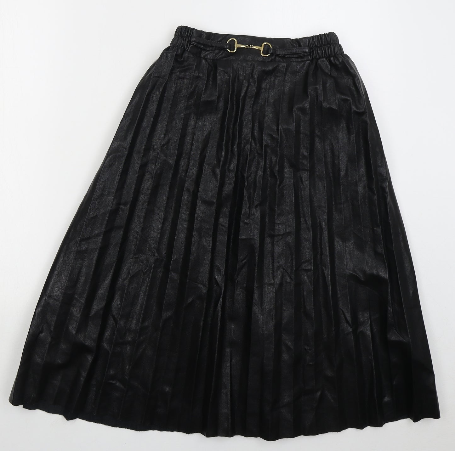 SheIn Womens Black Polyester Pleated Skirt Size S