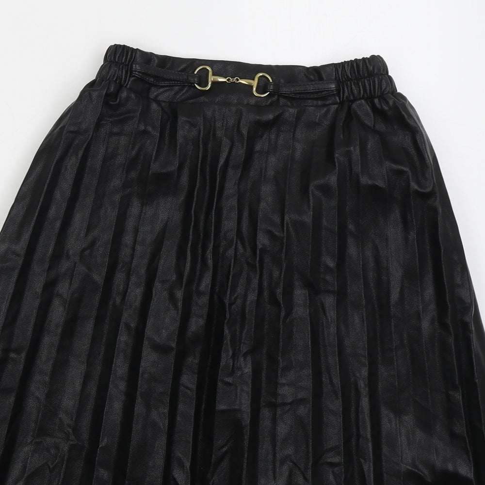 SheIn Womens Black Polyester Pleated Skirt Size S