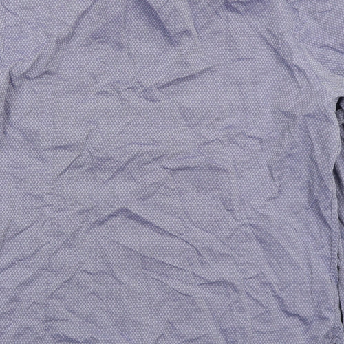 Hammond & Co Mens Blue Geometric Cotton Dress Shirt Size 16.5 Collared Button