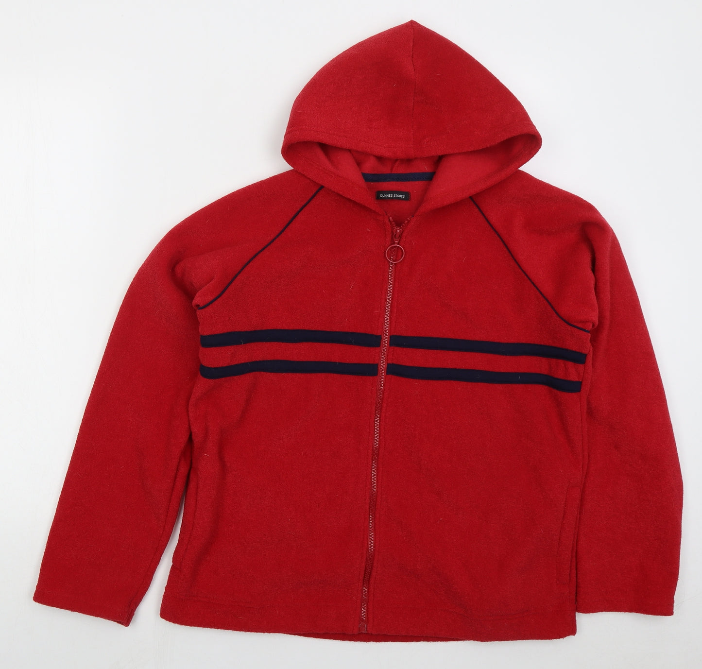 Dunnes Womens Red Striped Polyester Full Zip Hoodie Size 18 Zip