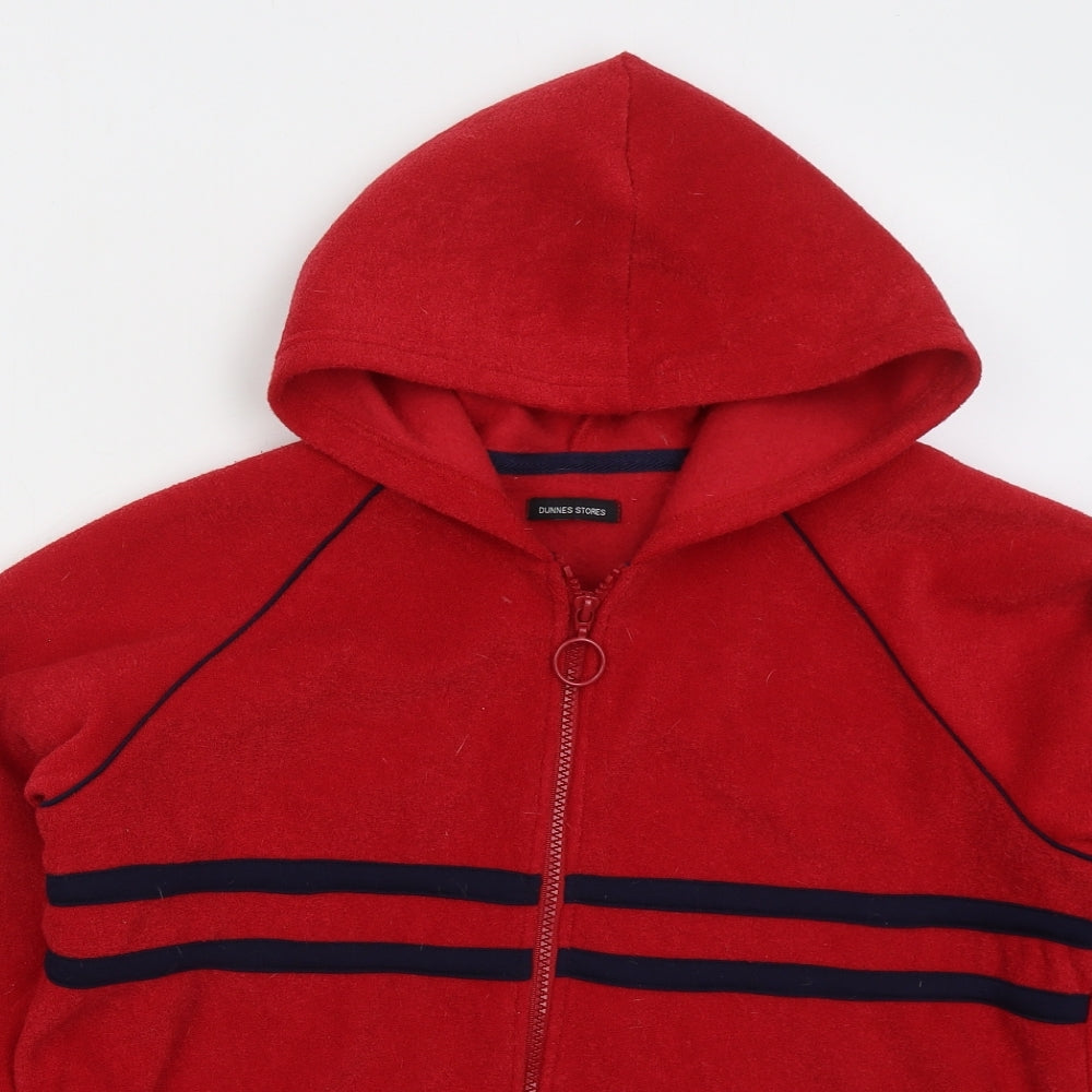 Dunnes Womens Red Striped Polyester Full Zip Hoodie Size 18 Zip