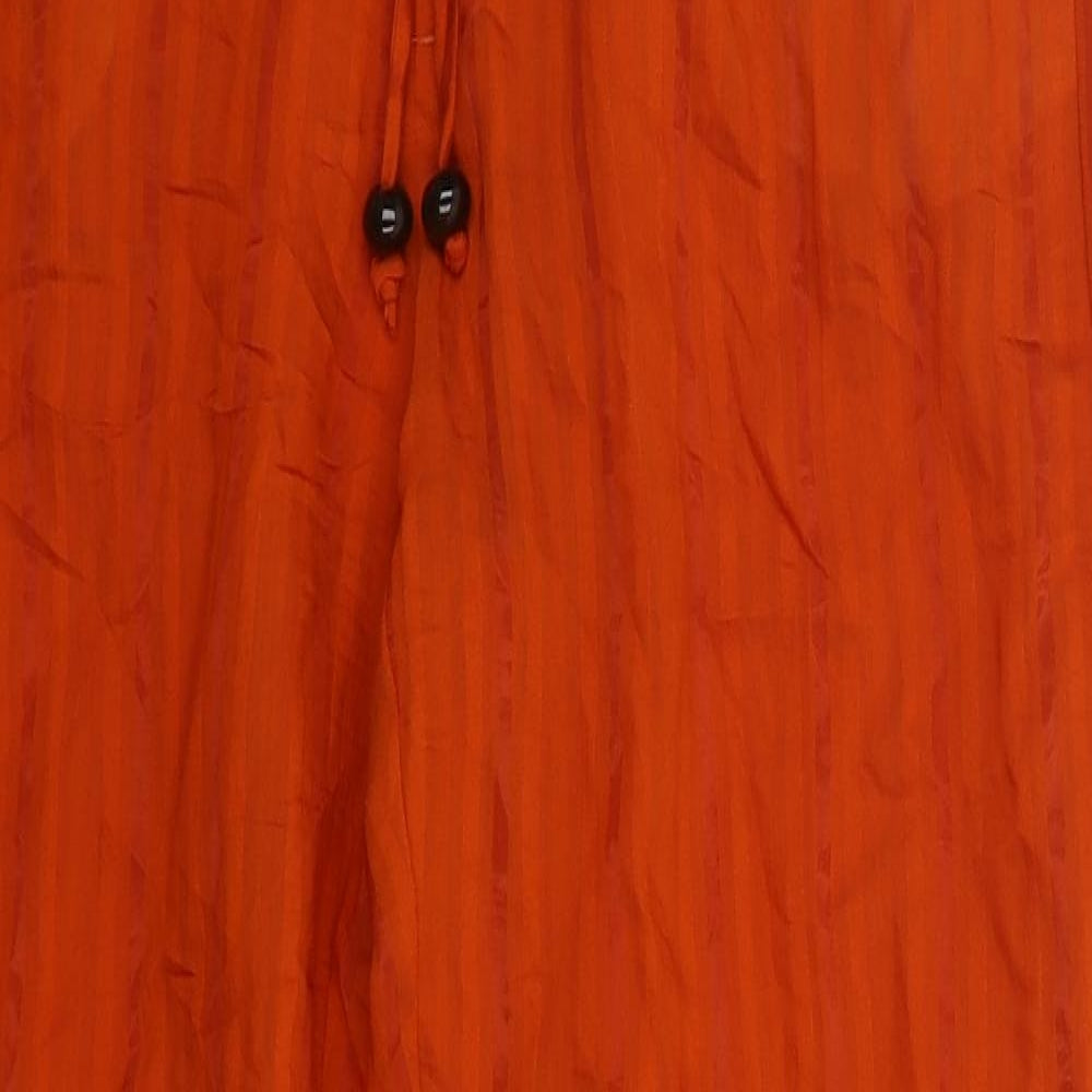 Zara Womens Orange Striped Viscose Trousers Size M L29 in Regular Drawstring