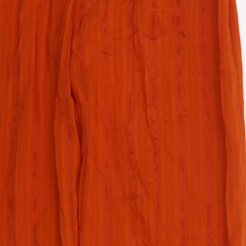 Zara Womens Orange Striped Viscose Trousers Size M L29 in Regular Drawstring