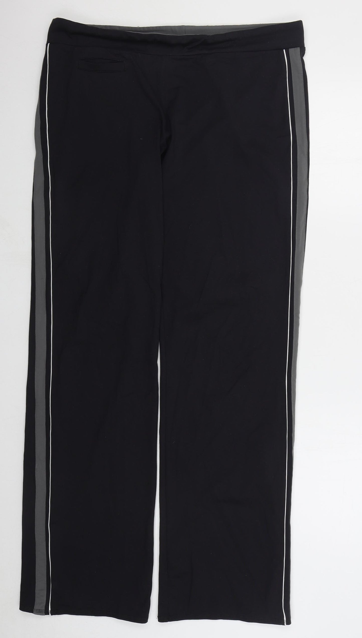 Marks and Spencer Womens Black Nylon Sweatpants Trousers Size 16 L32 in Regular