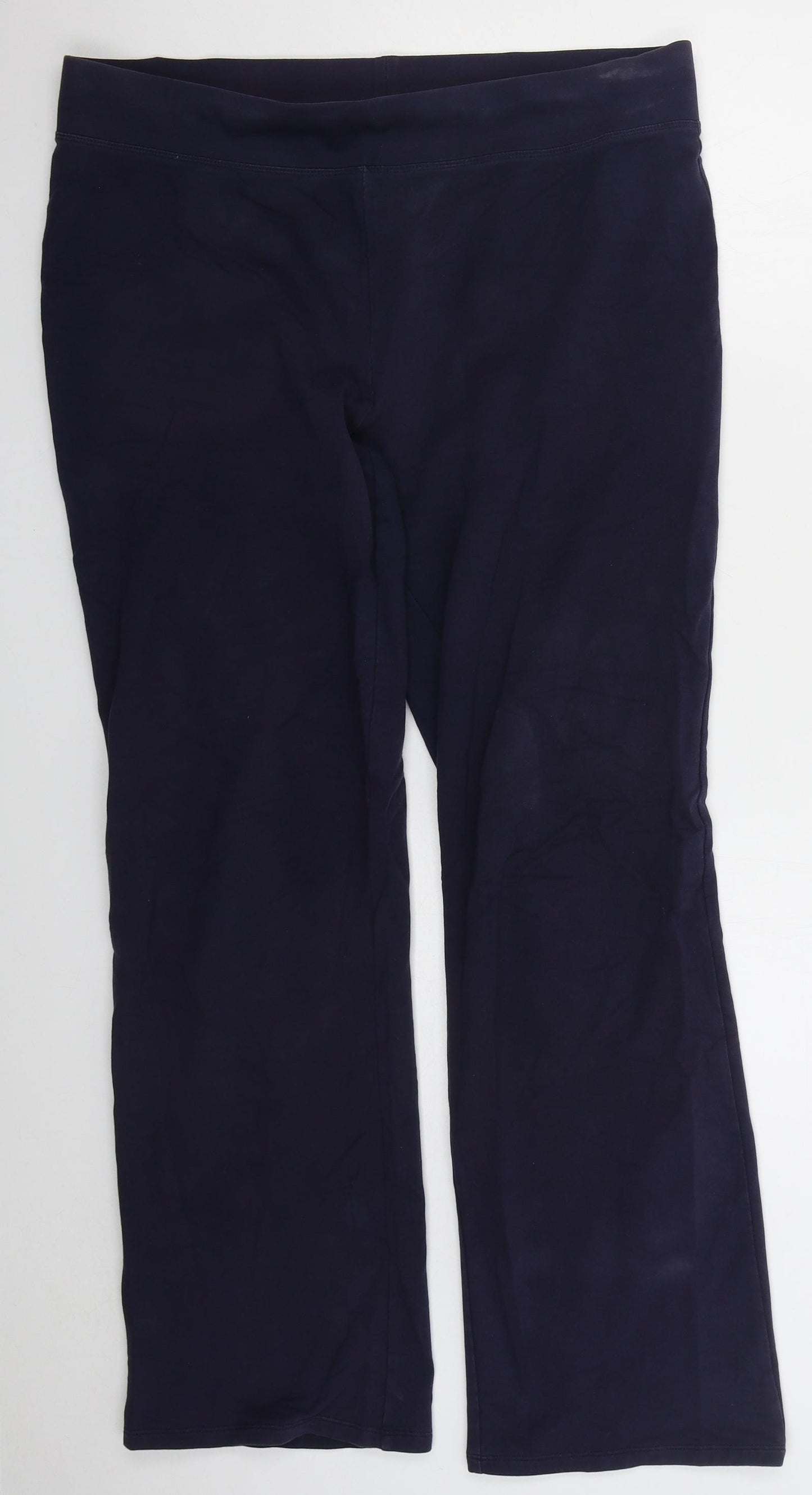 Marks and Spencer Womens Blue Cotton Sweatpants Trousers Size 16 L31 in Regular