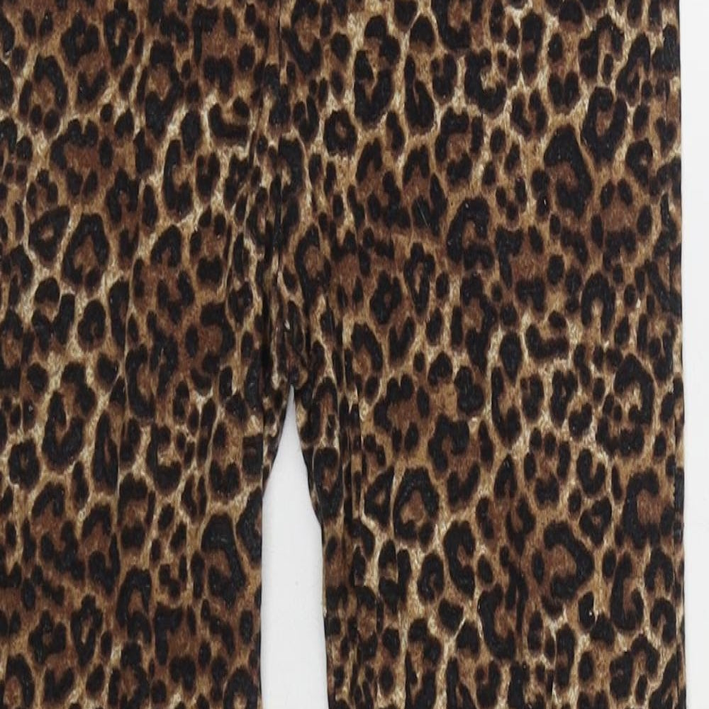Monki Womens Brown Animal Print Polyester Trousers Size XS L26 in Regular