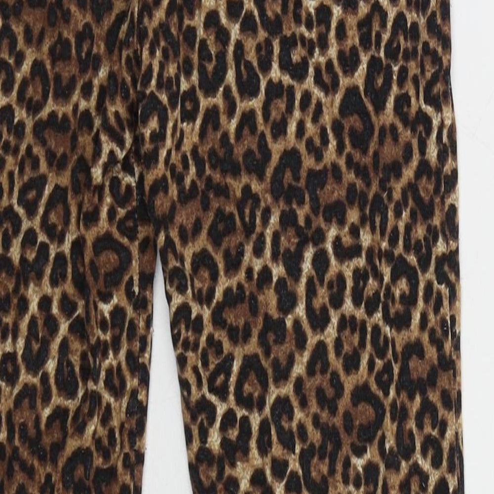 Monki Womens Brown Animal Print Polyester Trousers Size XS L26 in Regular