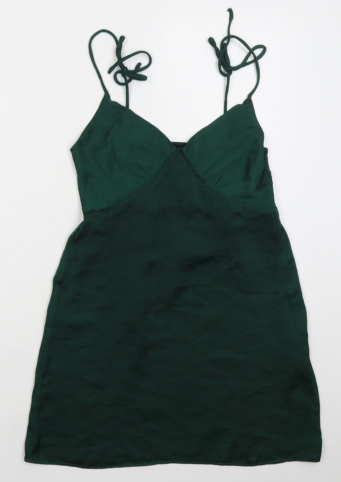 Polly Womens Green Polyester Mini Size 8 V-Neck Pullover