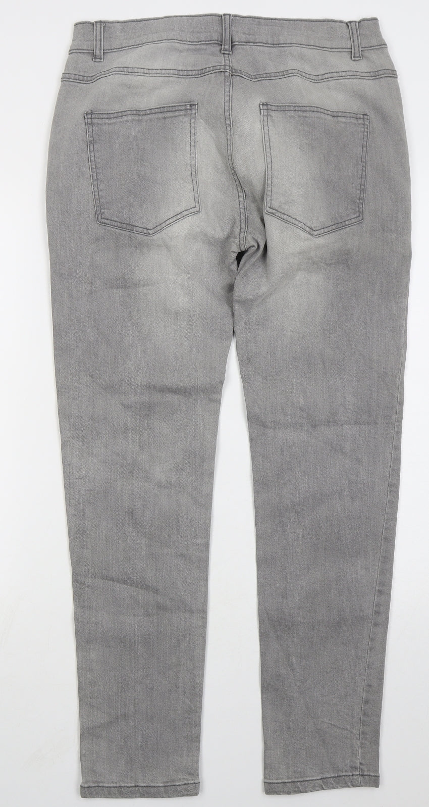 River Island Mens Grey Cotton Skinny Jeans Size 34 L32 in Regular Button