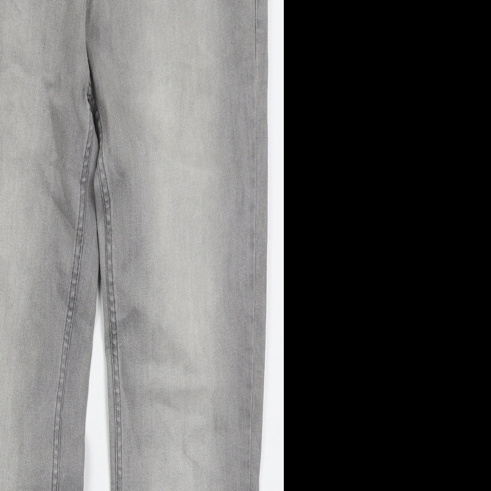 River Island Mens Grey Cotton Skinny Jeans Size 34 L32 in Regular Button