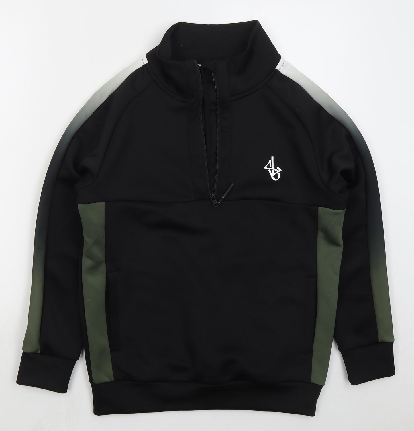 Sonneti Boys Black Polyester Pullover Sweatshirt Size 13-14 Years Zip - Green