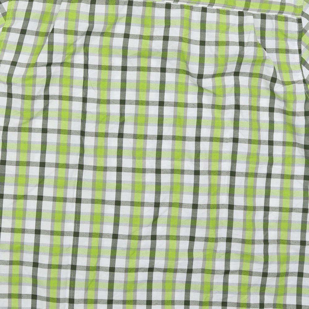 Regatta Mens Green Check Polyester Button-Up Size XL Collared Button