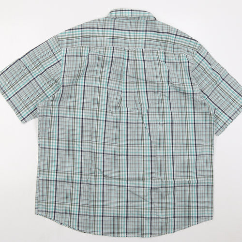 James Pringle Mens Blue Check Cotton Button-Up Size XL Collared Button