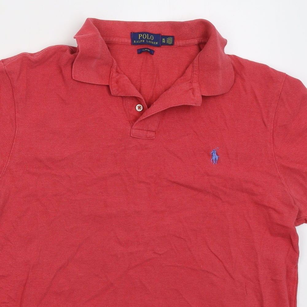 Ralph Lauren Mens Red Cotton Polo Size XL Collared Pullover
