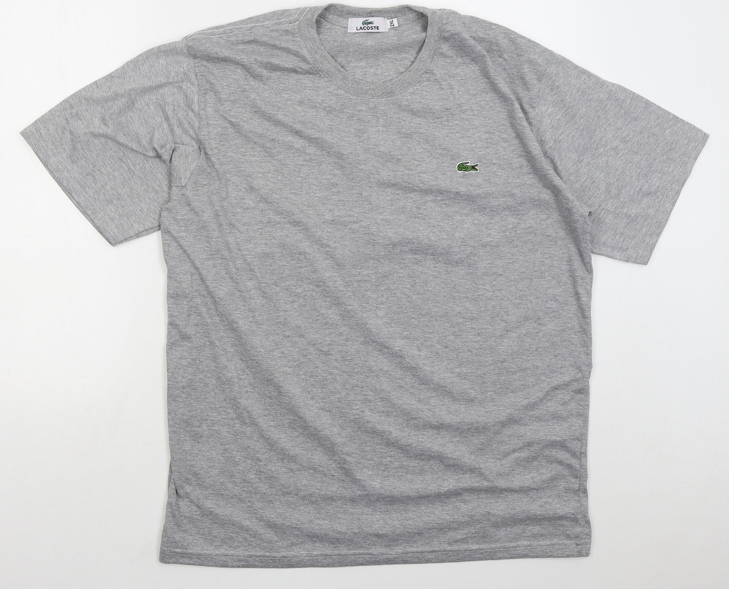 Lacoste Mens Grey Cotton T-Shirt Size 2XL Crew Neck