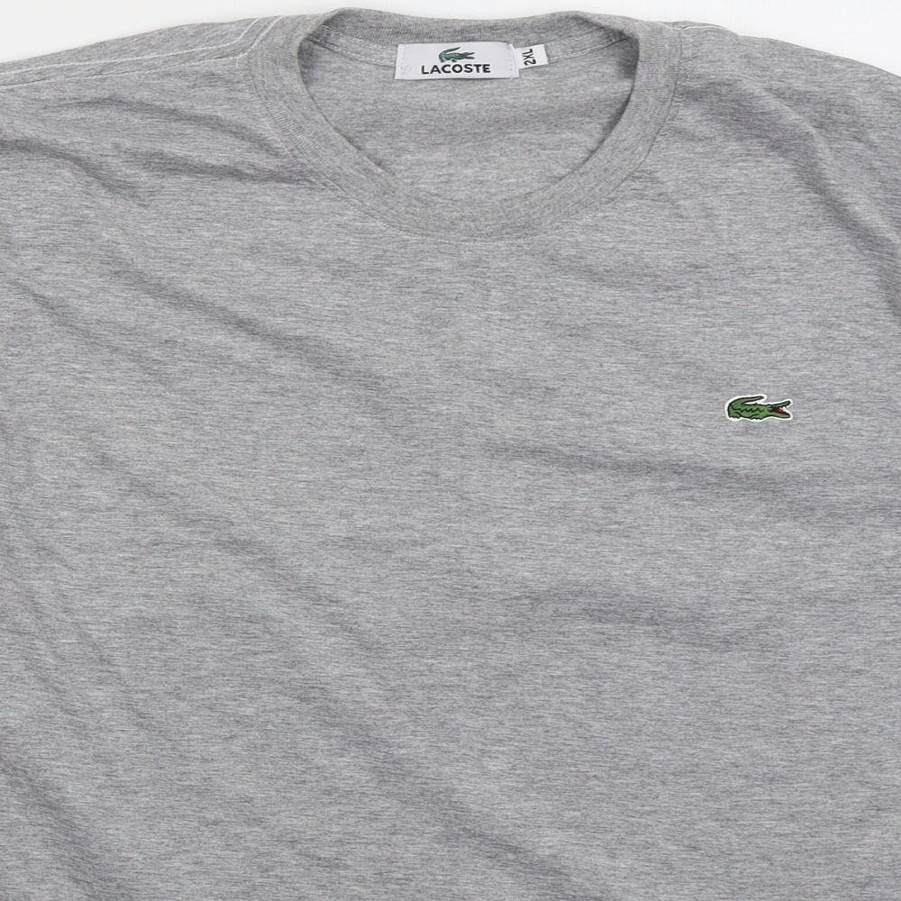 Lacoste Mens Grey Cotton T-Shirt Size 2XL Crew Neck
