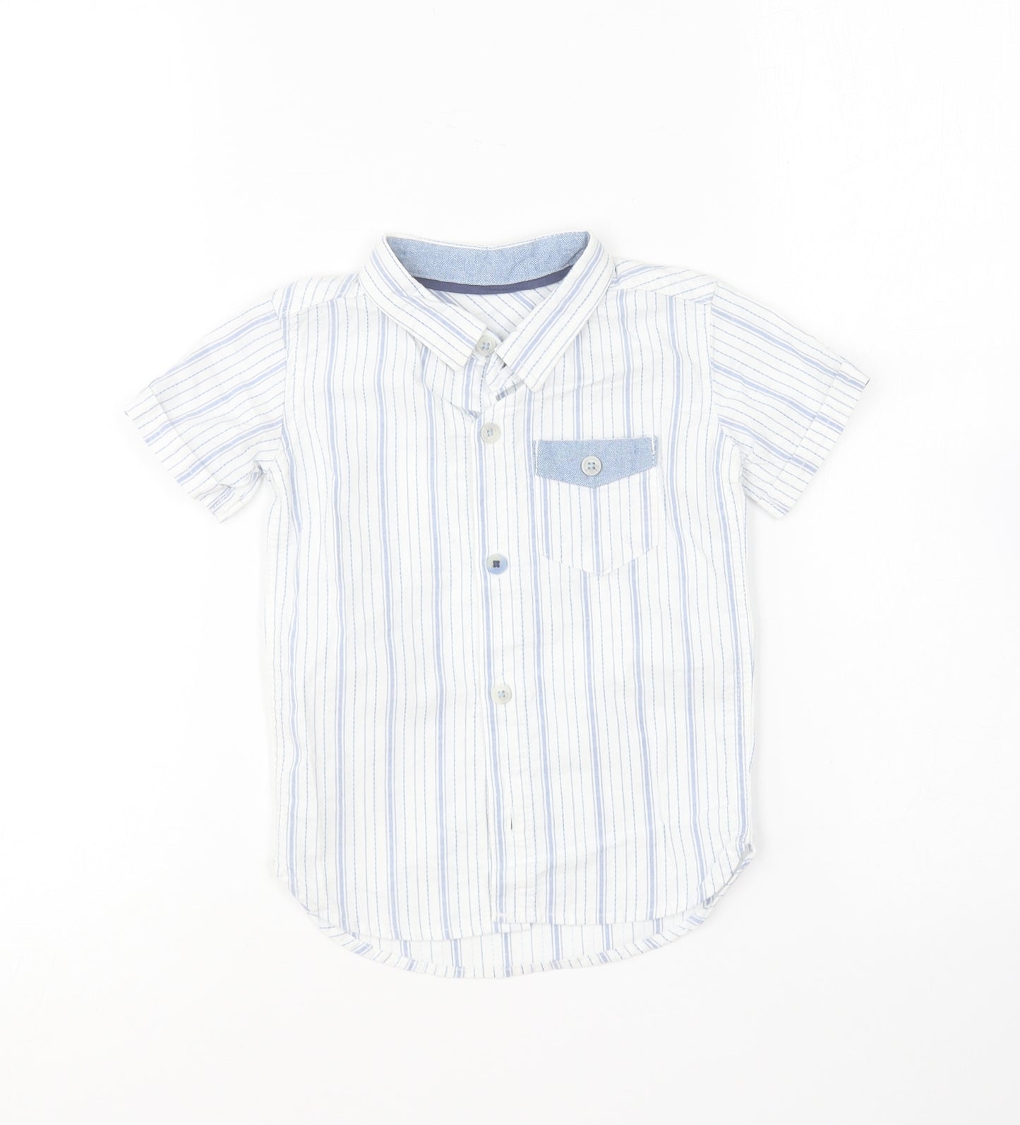 George Baby Black Striped Cotton Basic Button-Up Size 12-18 Months Collared