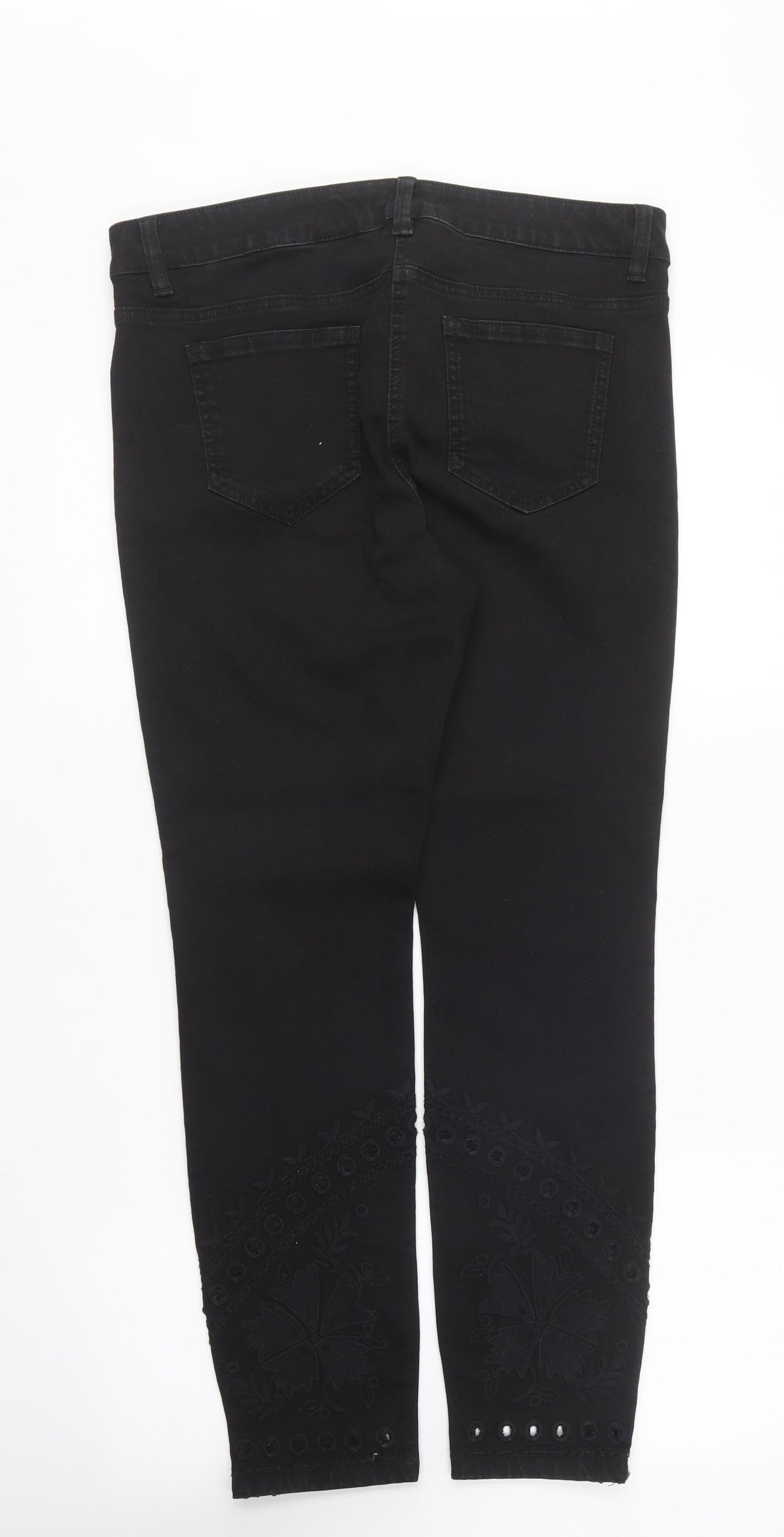 NEXT Womens Black Cotton Skinny Jeans Size 12 L28 in Regular