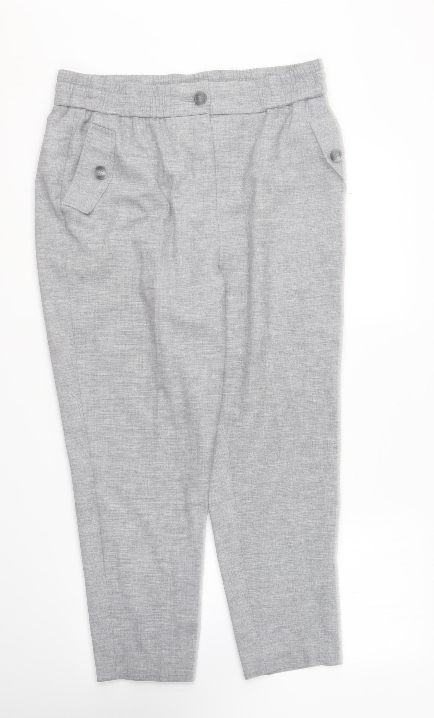 F&F Womens Grey Polyester Trousers Size 14 L23 in Regular