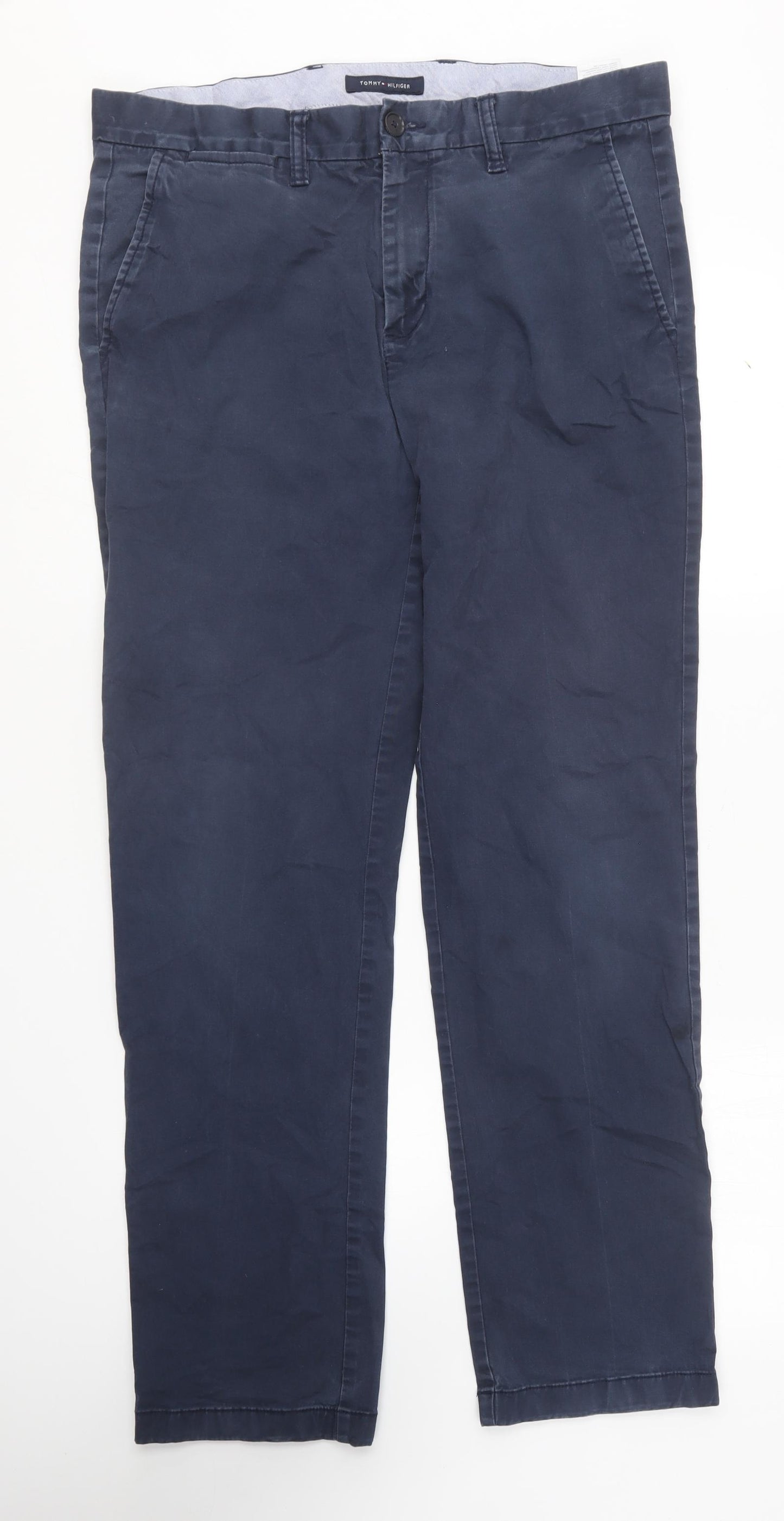 Tommy Hilfiger Mens Blue Cotton Chino Trousers Size 33 in L32 in Regular