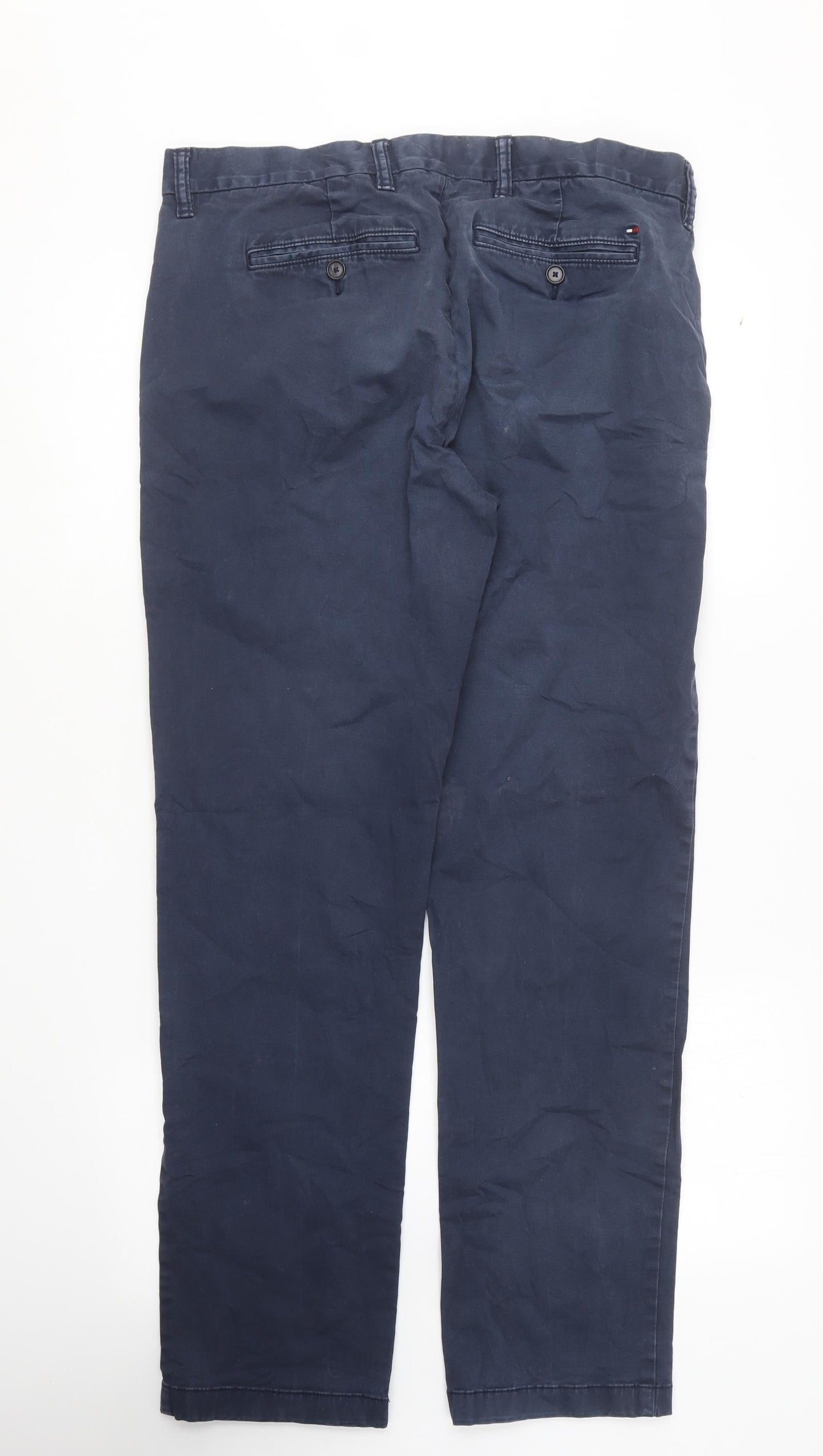 Tommy Hilfiger Mens Blue Cotton Chino Trousers Size 33 in L32 in Regular