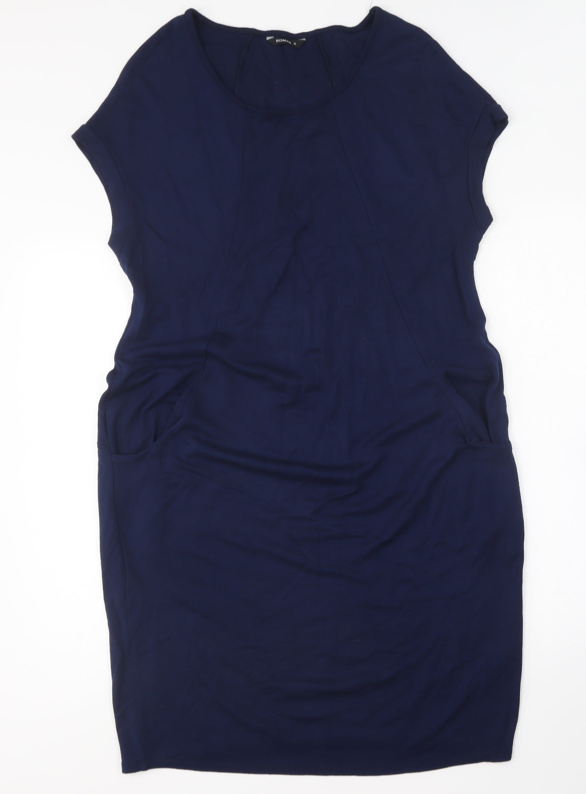 Roman Womens Blue Polyester Bodycon Size 16 Round Neck