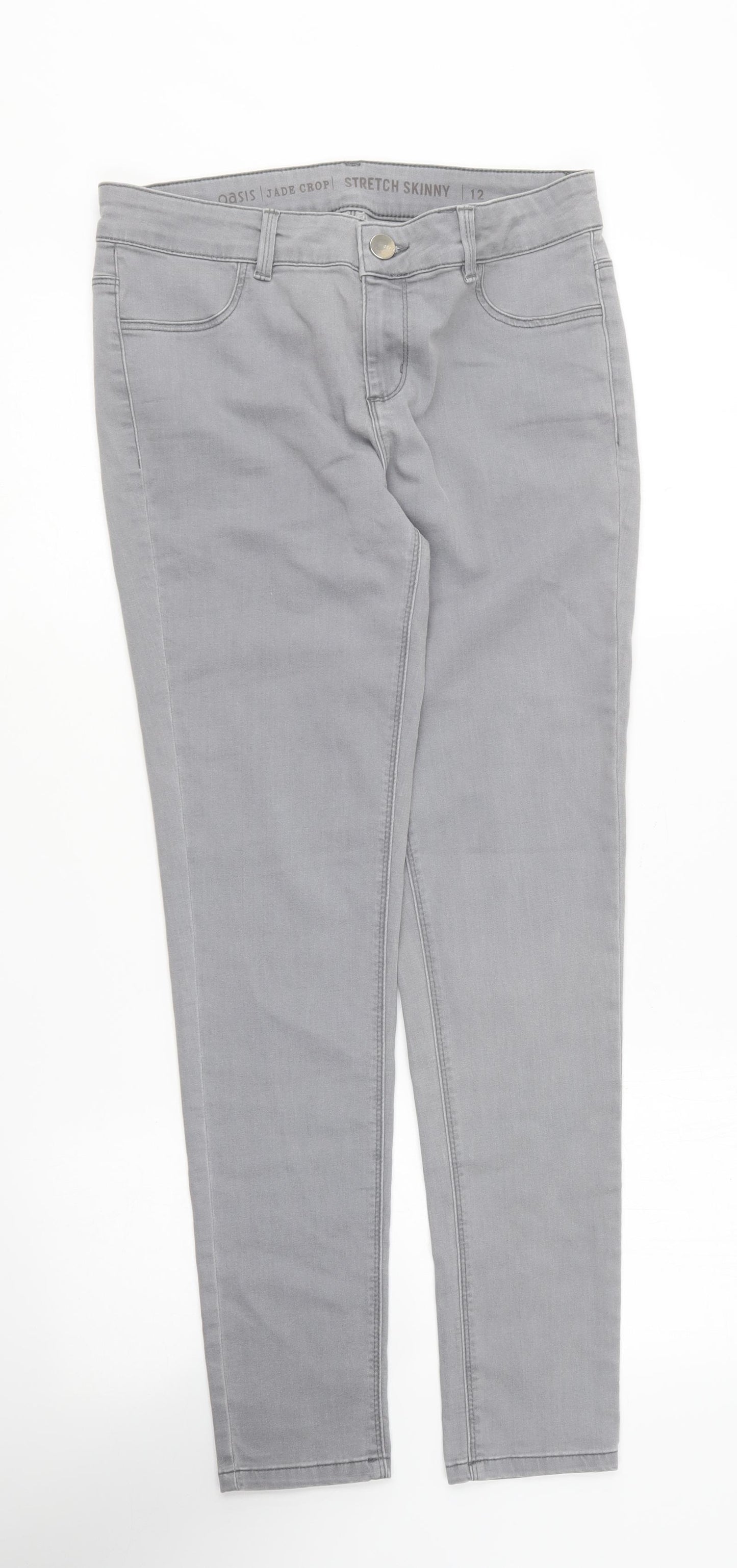Oasis Womens Grey Cotton Skinny Jeans Size 12 L26 in Regular