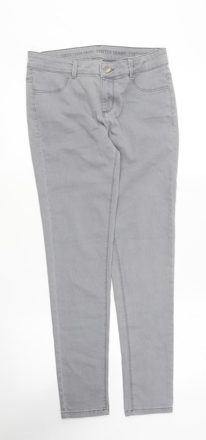 Oasis Womens Grey Cotton Skinny Jeans Size 12 L26 in Regular