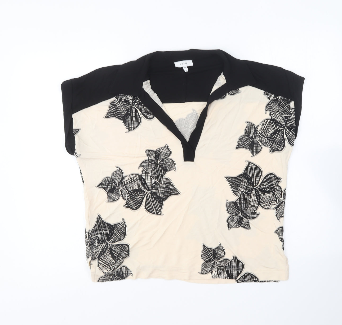 Reiss Womens Beige Polyester Basic Blouse Size M Collared