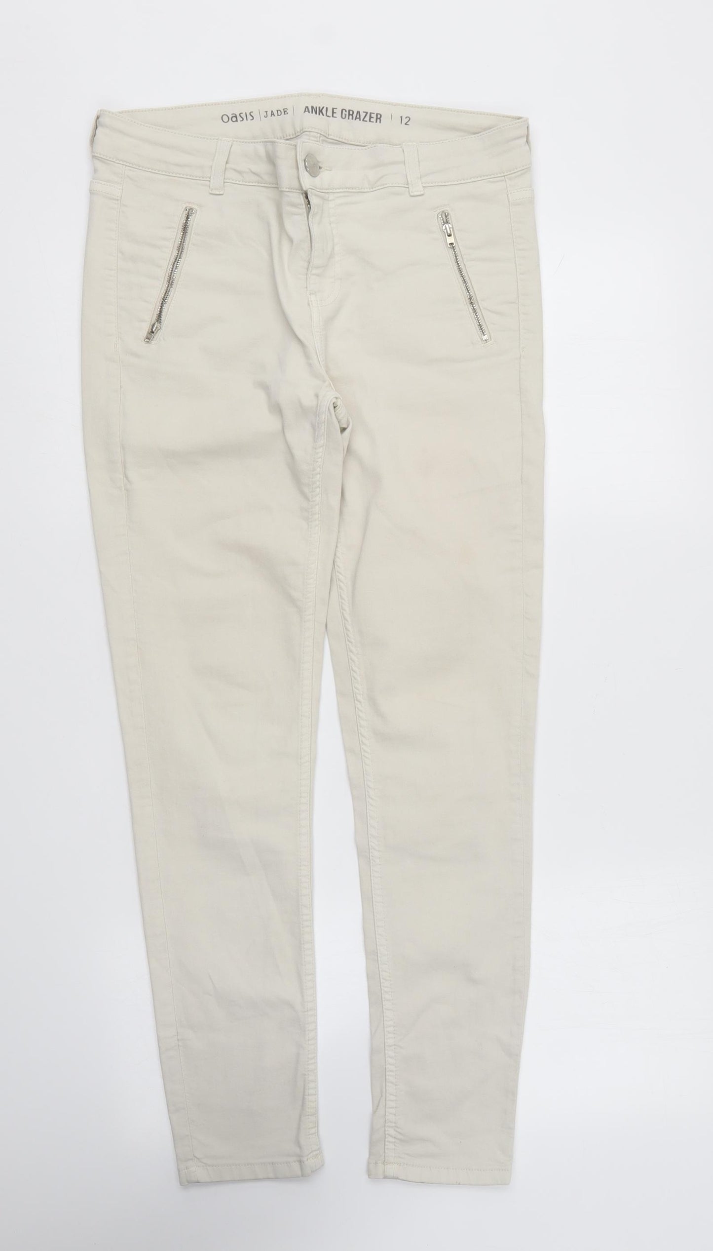 Oasis Womens Ivory Cotton Skinny Jeans Size 12 L27 in Regular