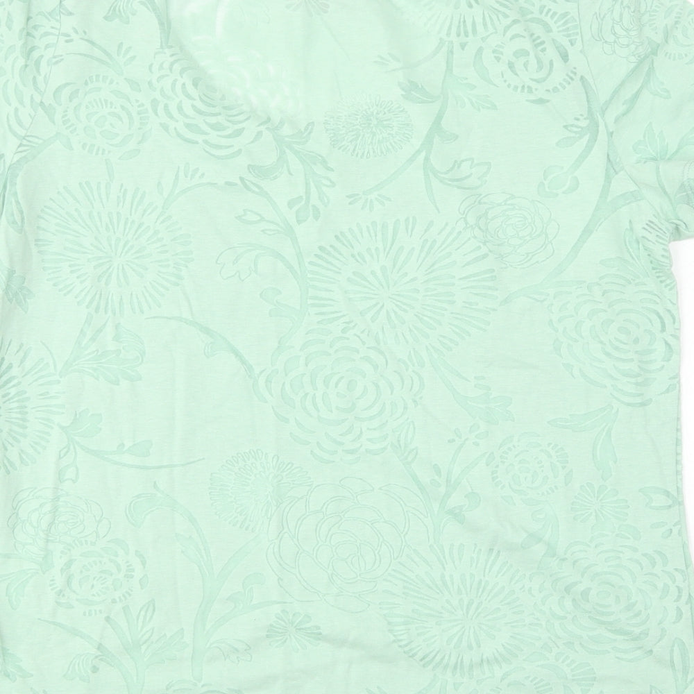 Per Una Womens Green Cotton Basic T-Shirt Size 12 Round Neck