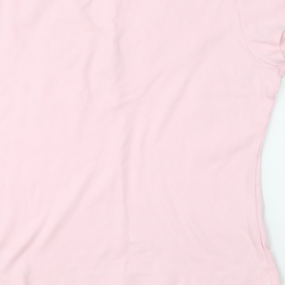 Liz Jordan Womens Pink Cotton Basic T-Shirt Size L V-Neck