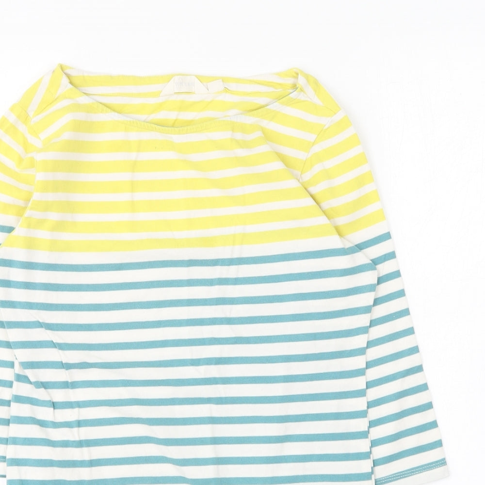 Lily & Me Womens Multicoloured Striped Cotton Basic T-Shirt Size 12 Round Neck
