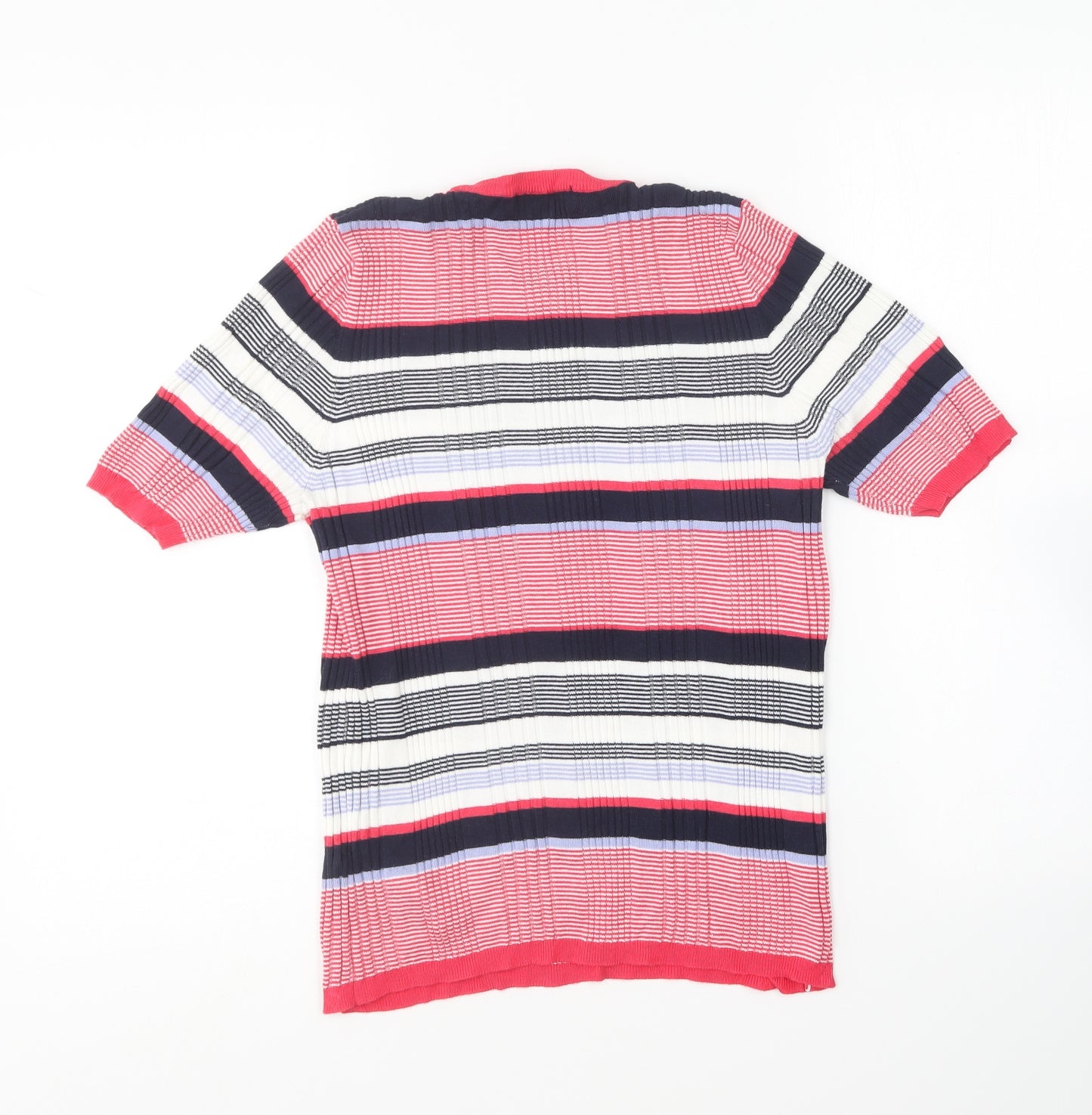 Marks and Spencer Womens Multicoloured Round Neck Striped Viscose Pullover Jumper Size 14