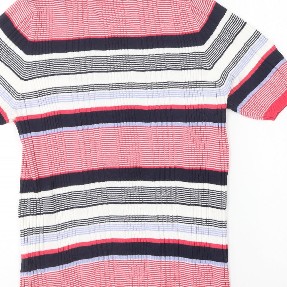 Marks and Spencer Womens Multicoloured Round Neck Striped Viscose Pullover Jumper Size 14