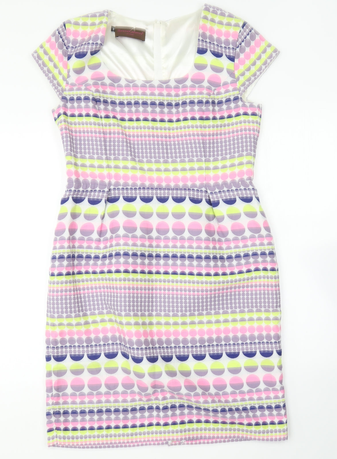 Hunters & Gatherers Womens Multicoloured Geometric Polyester Pencil Dress Size 14 Square Neck