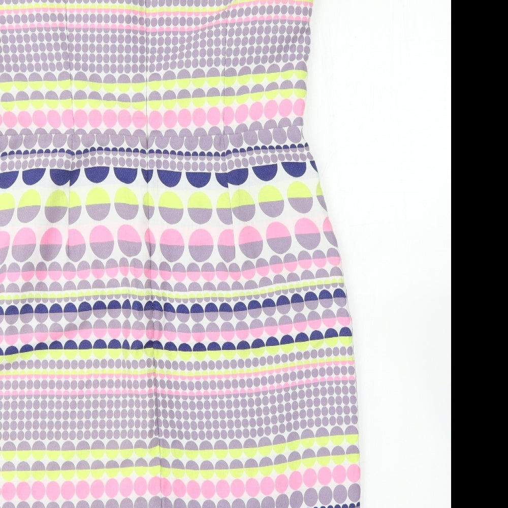 Hunters & Gatherers Womens Multicoloured Geometric Polyester Pencil Dress Size 14 Square Neck