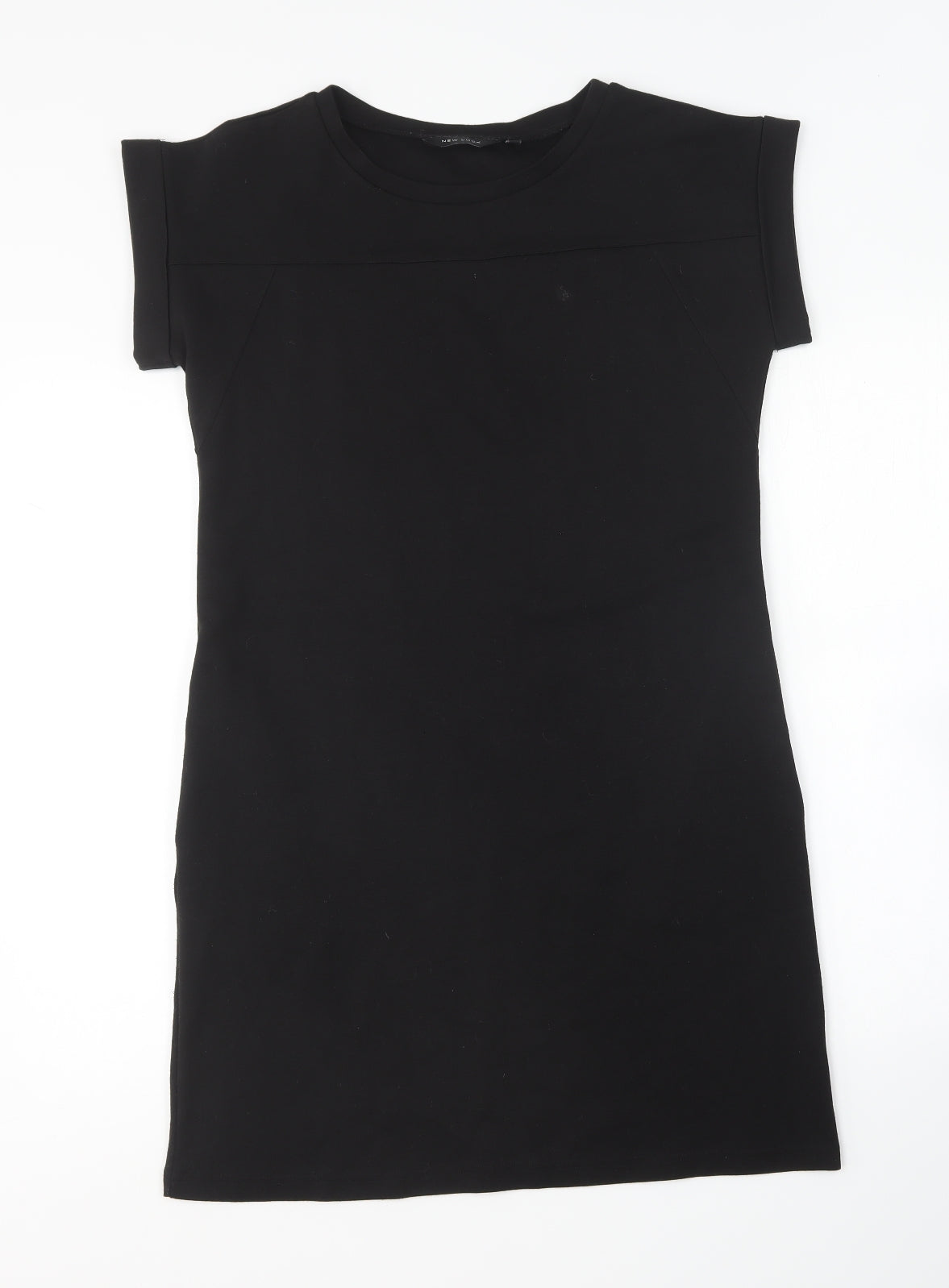 New Look Womens Black Cotton Shift Size 8 Round Neck