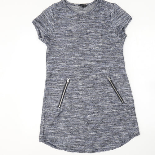 New Look Womens Blue Cotton Shift Size 12 Round Neck
