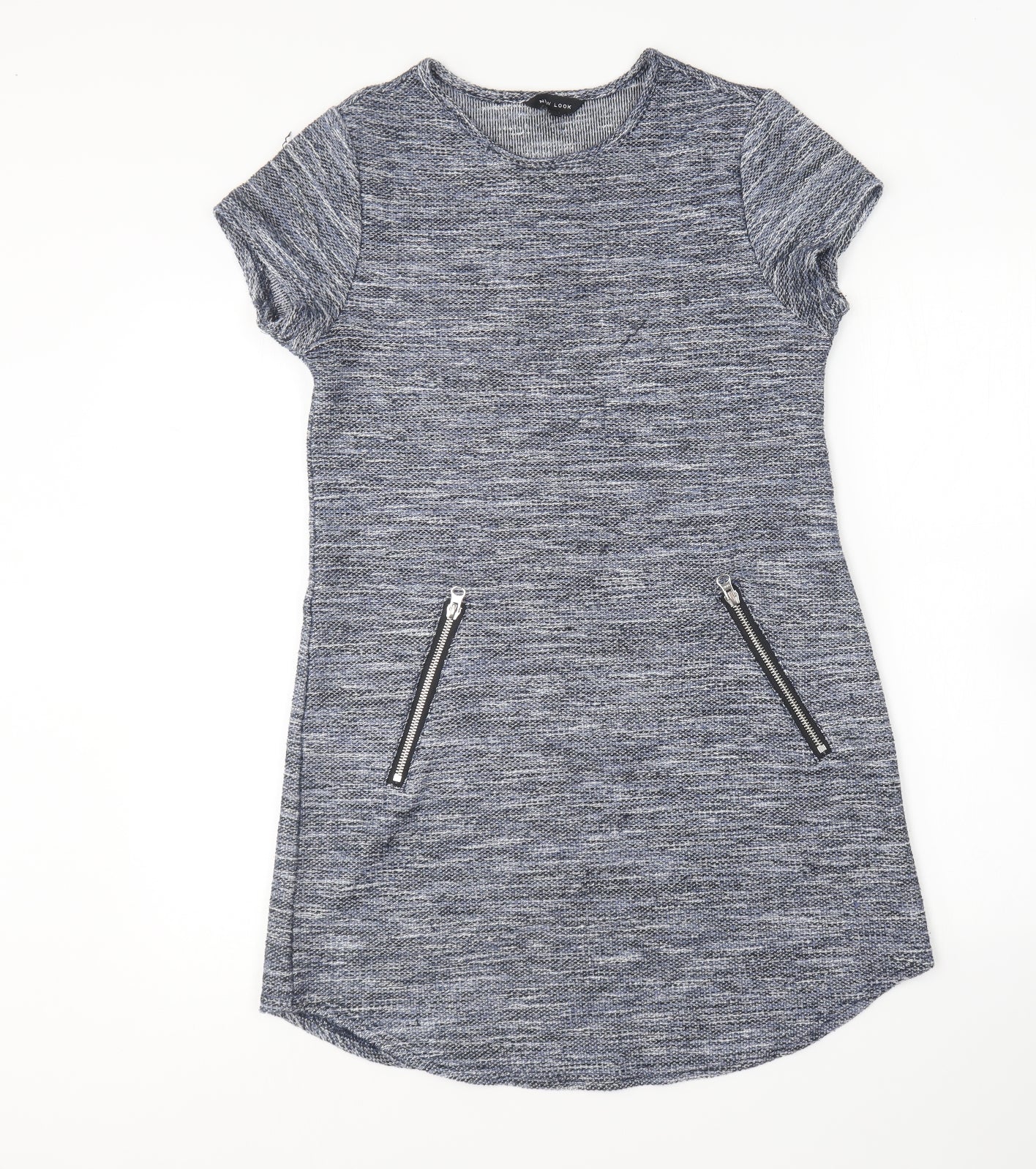 New Look Womens Blue Cotton Shift Size 12 Round Neck