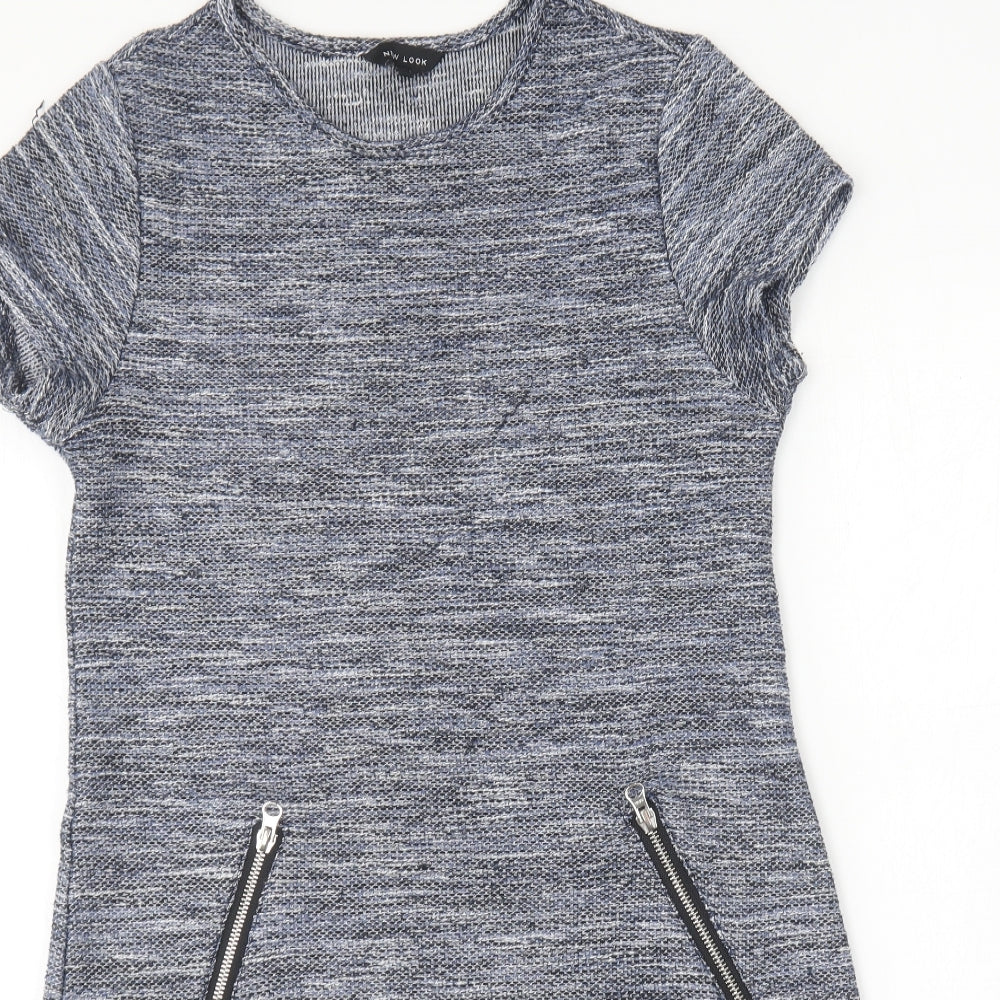 New Look Womens Blue Cotton Shift Size 12 Round Neck