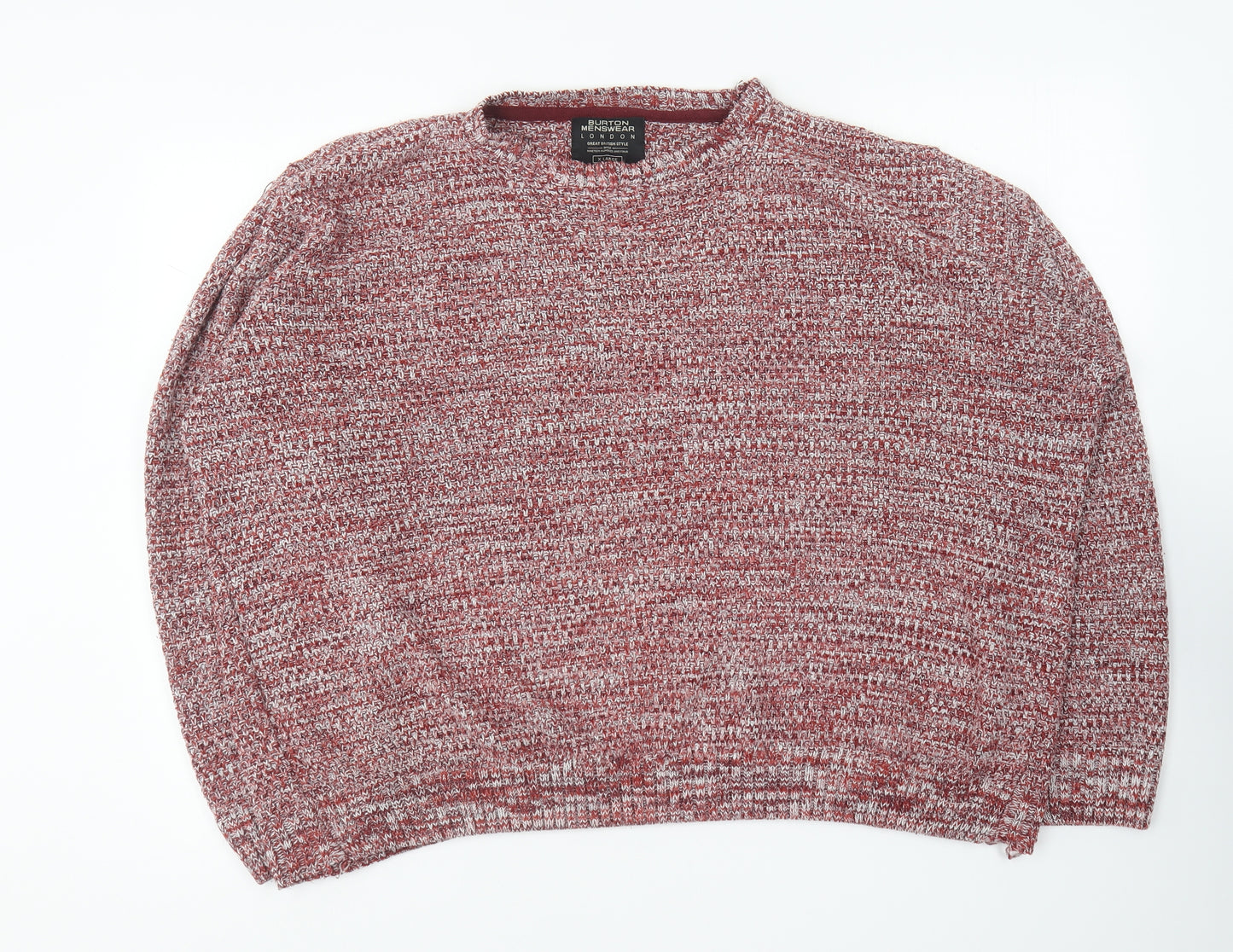 Burton Mens Red Round Neck Acrylic Pullover Jumper Size XL